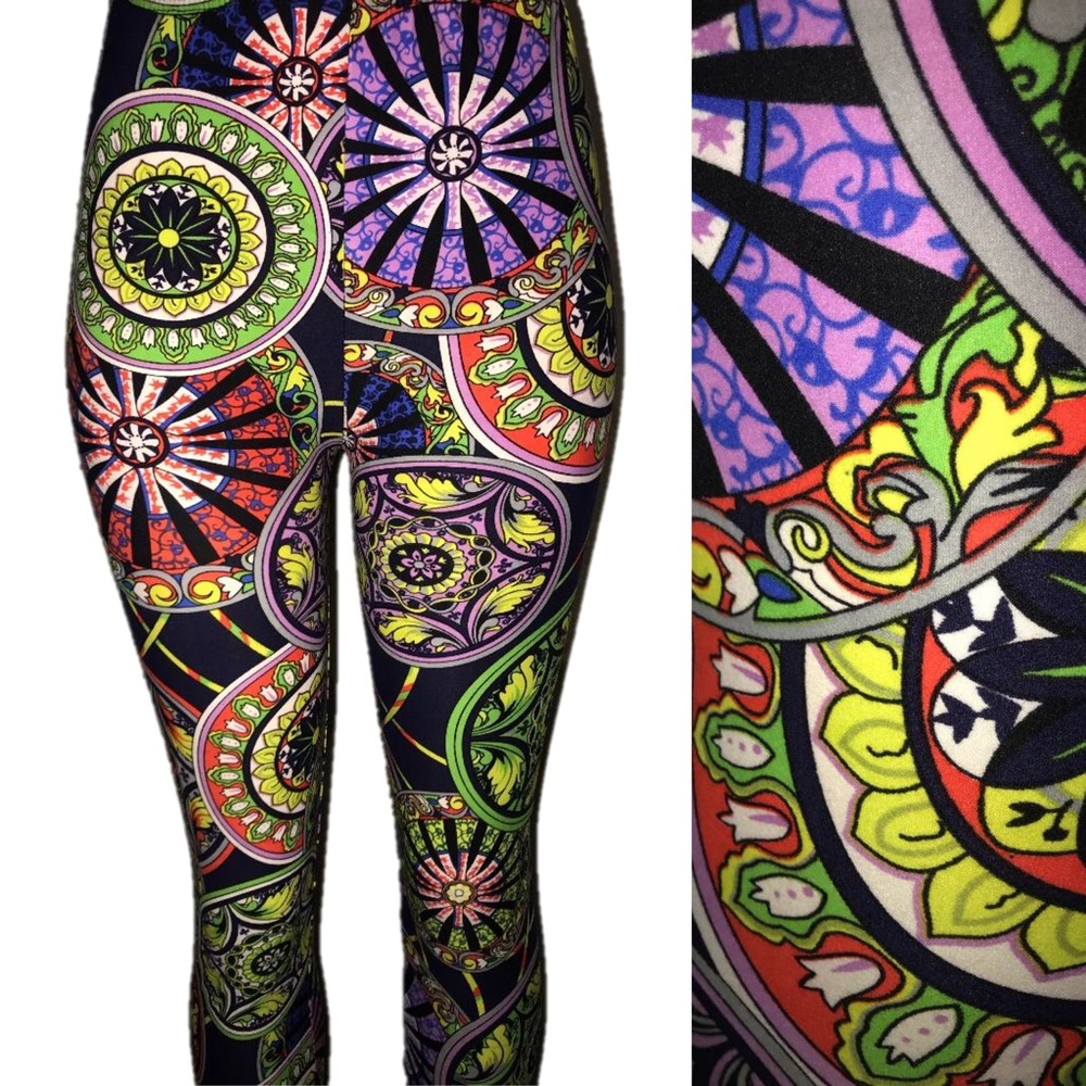 Super Soft Leggings Funky Bright Mandala Design